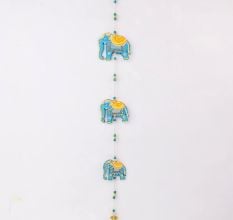 Handmade Wooden Elephant Wall Hanging for Home Decor - Blue, Red